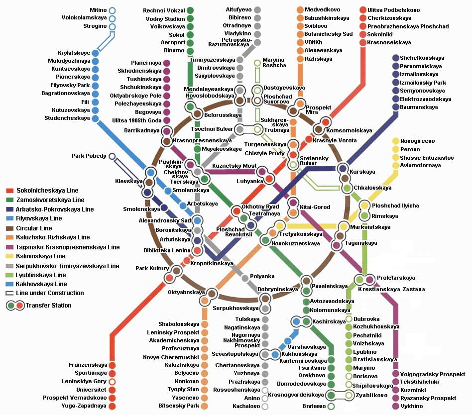 Maskavas metro kartes angļu valodā