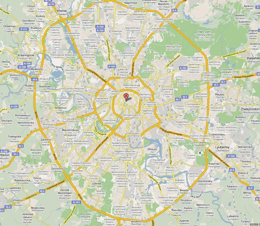 Moskva priekšpilsētas karte